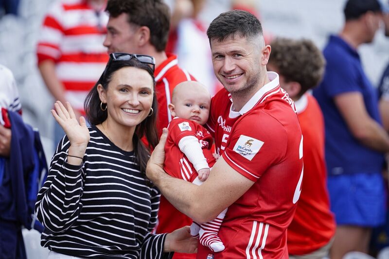 Séamus Harnedy of Cork with Aisling and baby Joey after the game against Galway. Picture: INPHO/James Lawlor Séamus Harnedy of Cork with Aisling and baby Joey after the game against Galway. Picture: INPHO/James Lawlor