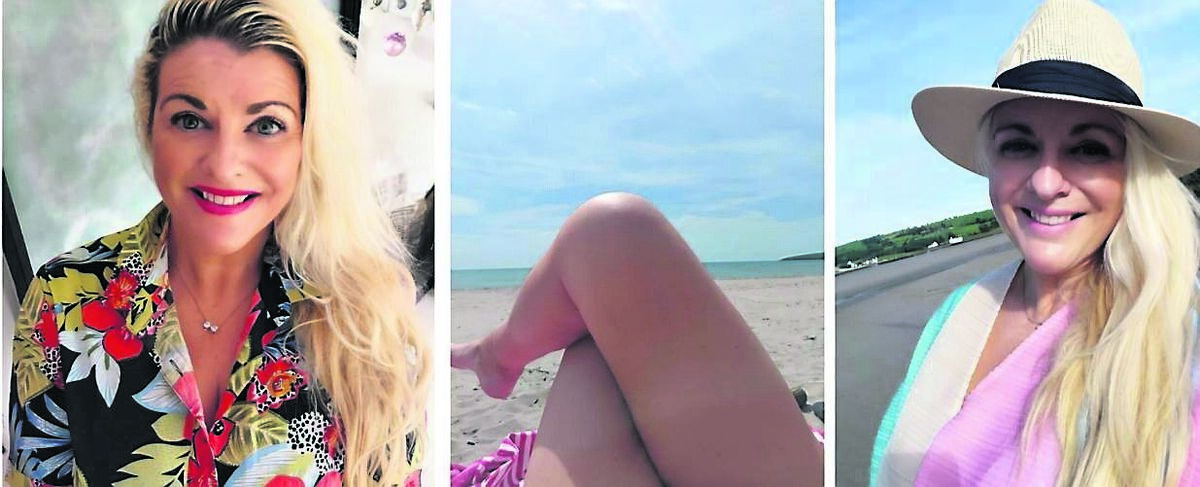 Emer O’Callaghan, left, wearing a summer tropical dress and, right, in a light pastel summer dress at the beach, both dresses from Ruby Rouge Boutique, hat is Brown Thomas, Cork. Also pictured is Emer at the beach. Make-up is Guinot Youth Perfect Finish tinted moisturiser, available at Emerald Beauty Clinic, 021 4365949. Postage options available Emer O’Callaghan, left, wearing a summer tropical dress and, right, in a light pastel summer dress at the beach, both dresses from Ruby Rouge Boutique, hat is Brown Thomas, Cork. Also pictured is Emer at the beach. Make-up is Guinot Youth Perfect Finish tinted moisturiser, available at Emerald Beauty Clinic, 021 4365949. Postage options available