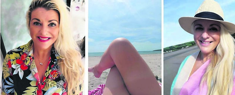 Emer O’Callaghan, left, wearing a summer tropical dress and, right, in a light pastel summer dress at the beach, both dresses from Ruby Rouge Boutique, hat is Brown Thomas, Cork. Also pictured is Emer at the beach. Make-up is Guinot Youth Perfect Finish tinted moisturiser, available at Emerald Beauty Clinic, 021 4365949. Postage options available Emer O’Callaghan, left, wearing a summer tropical dress and, right, in a light pastel summer dress at the beach, both dresses from Ruby Rouge Boutique, hat is Brown Thomas, Cork. Also pictured is Emer at the beach. Make-up is Guinot Youth Perfect Finish tinted moisturiser, available at Emerald Beauty Clinic, 021 4365949. Postage options available