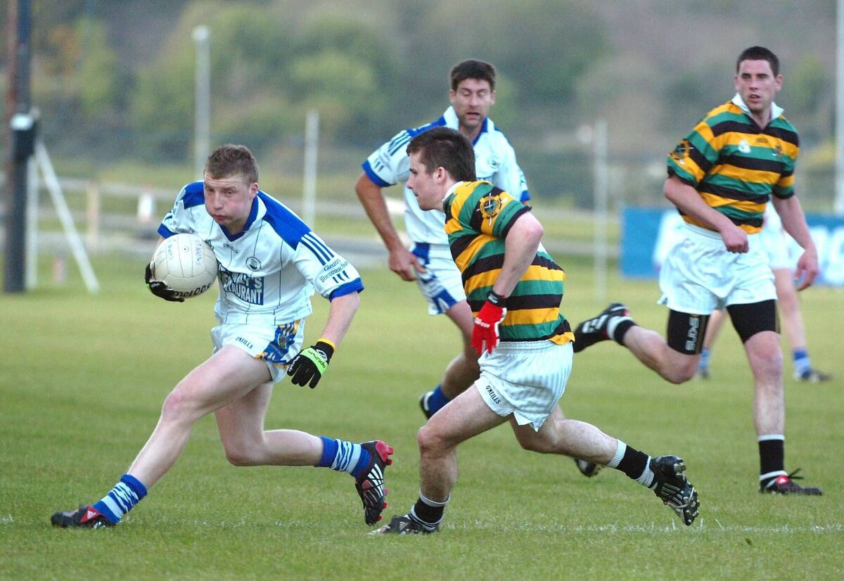 Castlehaven's Brien Hurley tries to evade Tiernan Spain of St Nick's in the side's SFC first-round clash in 2010. Picture: Larry Cummins Castlehaven's Brien Hurley tries to evade Tiernan Spain of St Nick's in the side's SFC first-round clash in 2010. Picture: Larry Cummins