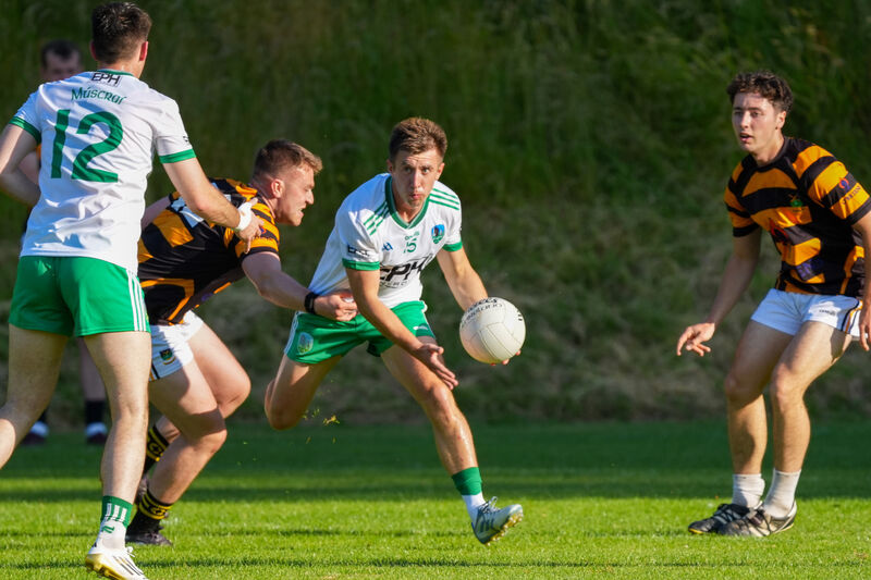 Muskerry’s Liam Twohig negotiates a tackle from the Avondhu defence. Picture: Noel Sweeney Muskerry’s Liam Twohig negotiates a tackle from the Avondhu defence. Picture: Noel Sweeney