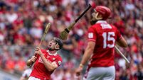 GAA All-Ireland Senior Hurling Championship Semi-Final Galway vs Cork Eoin Downey has a shot as a hurl comes his way 4/7/2026