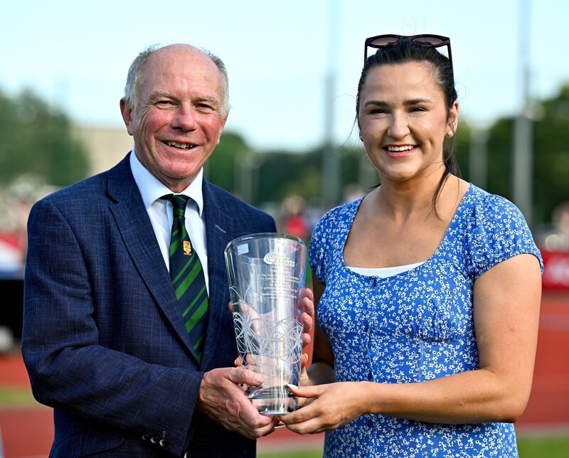 Chairman of Cork City Sports Ray Shanahan makes a presentation to Olympian Phil Healy after she announced her retirement earlier this month. Picture: Sam Barnes/Sportsfile Chairman of Cork City Sports Ray Shanahan makes a presentation to Olympian Phil Healy after she announced her retirement earlier this month. Picture: Sam Barnes/Sportsfile