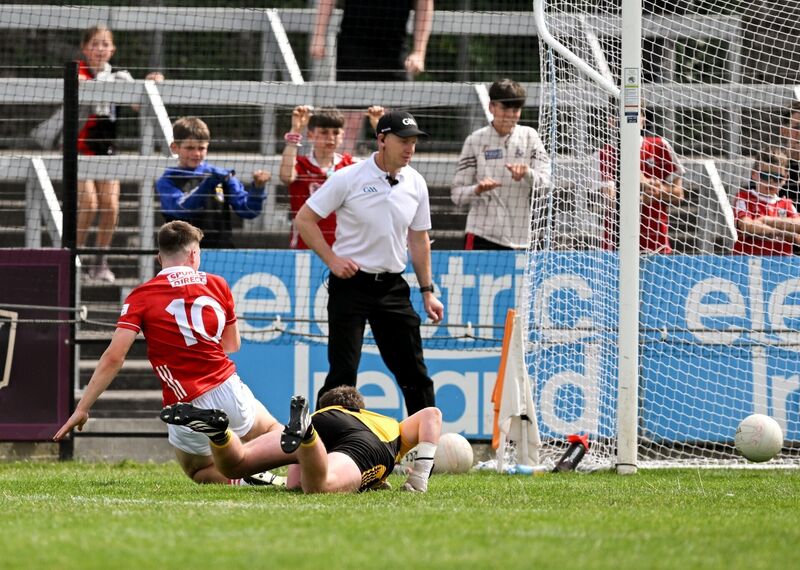 Eoghan Ahern of Cork scores his side's second goal against Tyrone. Picture: Sam Barnes/Sportsfile Eoghan Ahern of Cork scores his side's second goal against Tyrone. Picture: Sam Barnes/Sportsfile