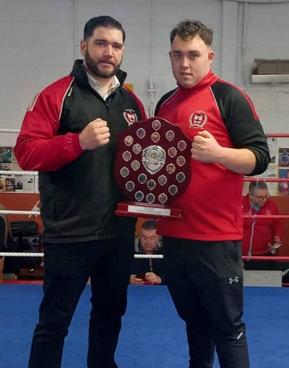 Cork Boxing: Tom O'Donnell and Jamie Cotter of the Charleville Boxing Club with The Dave Mannix Shield for Best Club at the County Championships. 