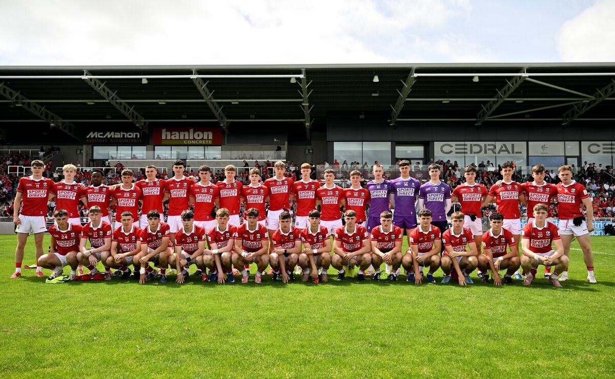 The Cork team before the Electric Ireland All-Ireland MFC final. Picture: Sam Barnes/Sportsfile The Cork team before the Electric Ireland All-Ireland MFC final. Picture: Sam Barnes/Sportsfile