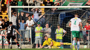 <p> Conor Brann, Cork City goalkeeper, goes the wrong way as Dean Williams scores a penalty for Longford Town. Picture: Jim Coughlan.</p> <p> Conor Brann, Cork City goalkeeper, goes the wrong way as Dean Williams scores a penalty for Longford Town. Picture: Jim Coughlan.</p>