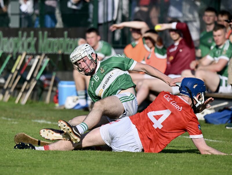 Odhran O’Connell of Aghabullogue clashes with Michael Gowen of Kilworth. Picture: Larry Cummins Odhran O’Connell of Aghabullogue clashes with Michael Gowen of Kilworth. Picture: Larry Cummins