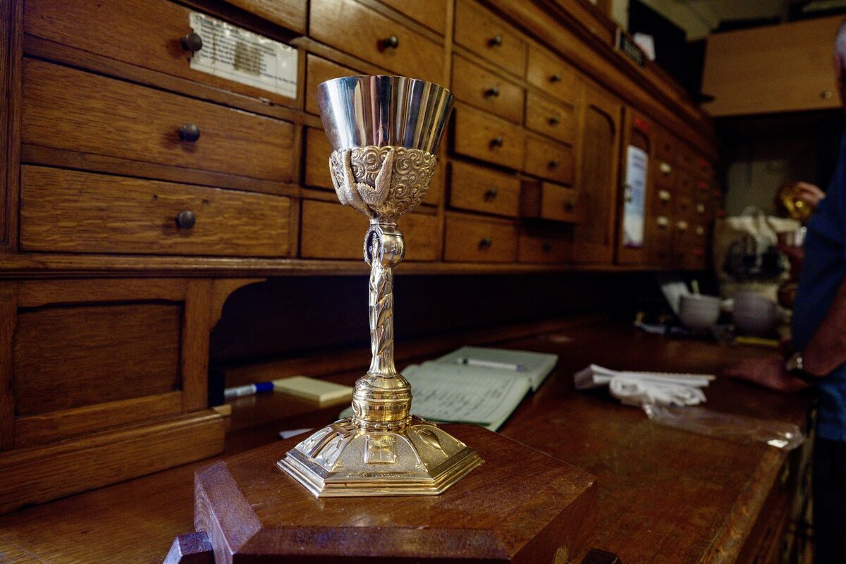 The famous Christy Ring Chalice rests in the sacristy after being used during the final Mass at St Augustine’s Church. Picture: Chani Anderson