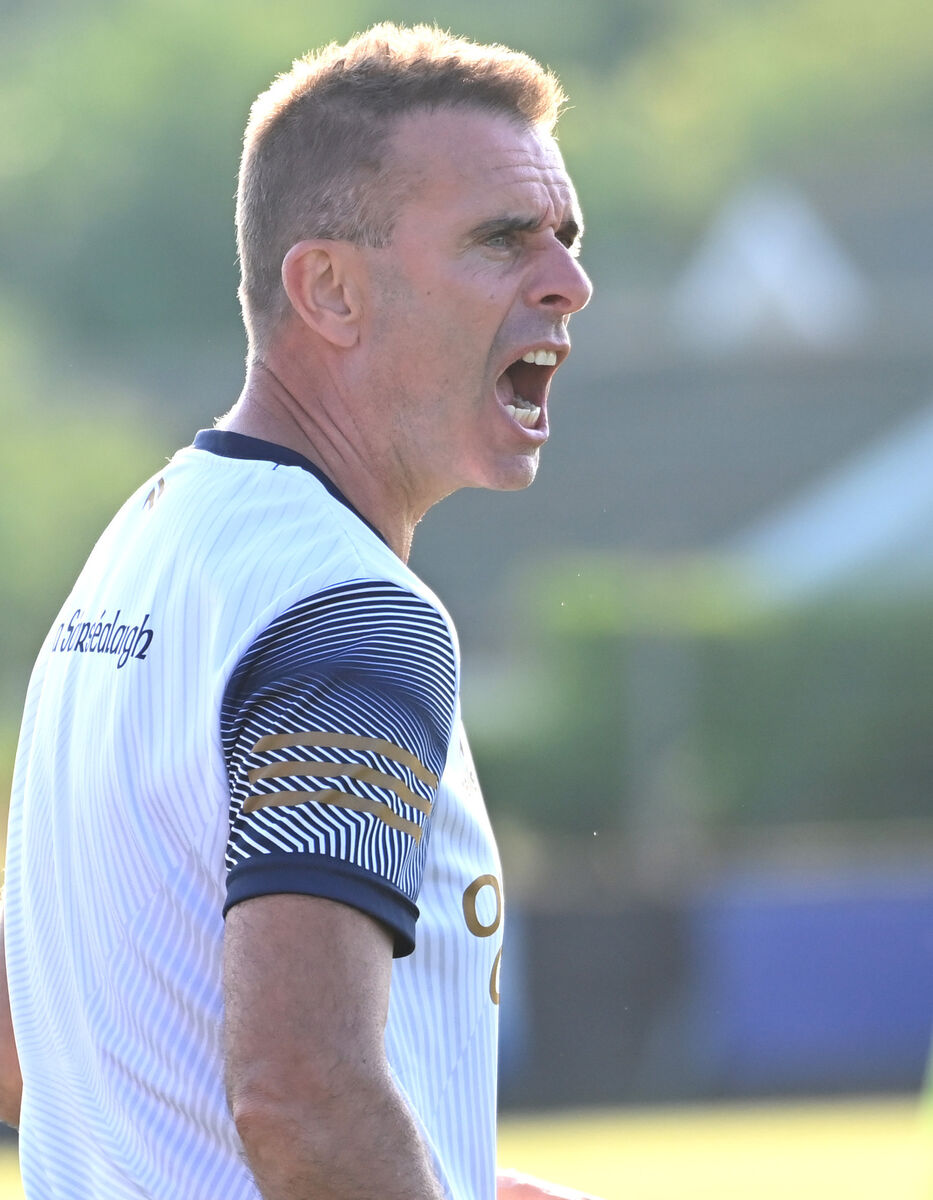 10th July 2026 .... Sarsfields manager Johnny Crowley against Midleton in the RedFM SHL final at Carrigtwohill. . Picture:Eddie O'Hare 10th July 2026 .... Sarsfields manager Johnny Crowley against Midleton in the RedFM SHL final at Carrigtwohill. . Picture:Eddie O'Hare