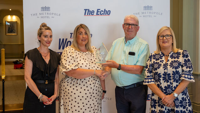 <p>L-R, Sandra Carey Marketing Executive with The Echo &amp; Irish Examiner, Jennifer Kenneally, winner of The Echo Women in Sports Award for July, John Coughlan, and Jessica Casey, Meetings and Events Manager at The Metropole Hotel, pictured at the Metropole Hotel. Picture by Noel Sweeney</p>