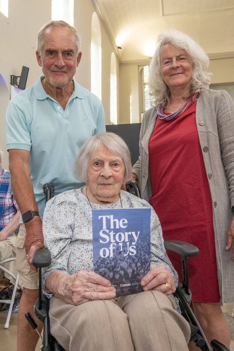 Noelle Newenham, originally from Carrigaline, and one of the Centenarian ambassadors, Robin Newenham, and Carol Hodder.