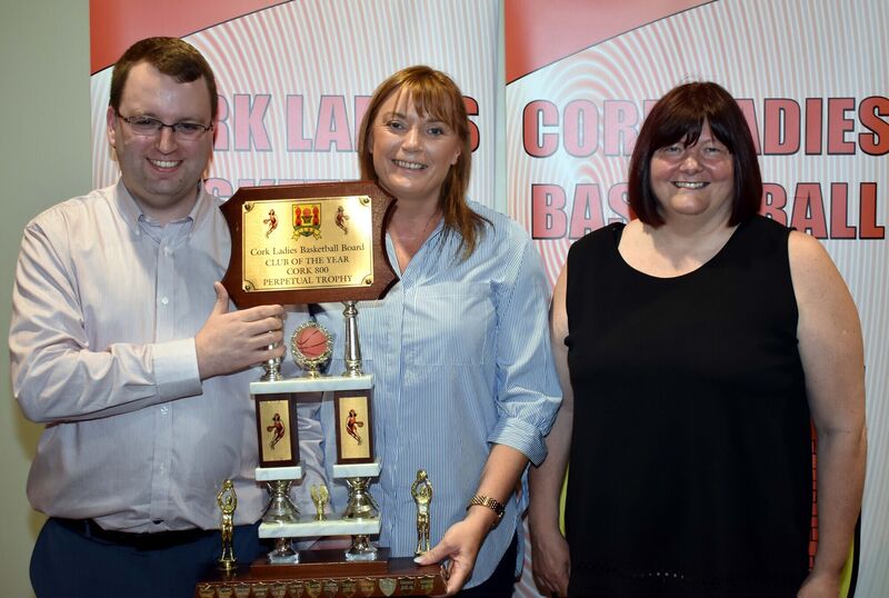 Jason Thornton, Treasurer Cork Ladies Basketball Board, presents the Club of the Year Award to Brunell representatives, Ann O'Halloran and Patsy Fitzgibbon at the Annual awards Night. Jason Thornton, Treasurer Cork Ladies Basketball Board, presents the Club of the Year Award to Brunell representatives, Ann O'Halloran and Patsy Fitzgibbon at the Annual awards Night.