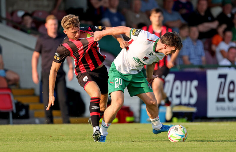 Joshua Fitzpatrick, Cork City, takes on Jake Hough, Longford Town, at Turner's Cross. Picture: Jim Coughlan. Joshua Fitzpatrick, Cork City, takes on Jake Hough, Longford Town, at Turner's Cross. Picture: Jim Coughlan.