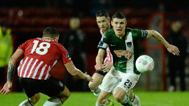 <p>Garry Buckley, Cork City, in action against Rob Cornwall, Derry City, at the Brandywell Stadium, Derry. Picture: Oliver McVeigh/SPORTSFILE</p> <p>Garry Buckley, Cork City, in action against Rob Cornwall, Derry City, at the Brandywell Stadium, Derry. Picture: Oliver McVeigh/SPORTSFILE</p>