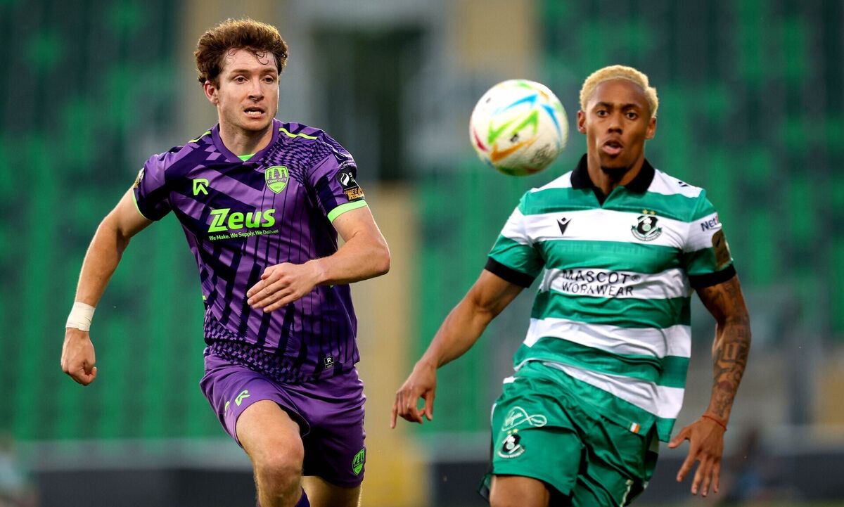 Rovers’ Maleace Asamoah and Rory Feely of Cork City in action. Picture: INPHO/Ryan Byrne Rovers’ Maleace Asamoah and Rory Feely of Cork City in action. Picture: INPHO/Ryan Byrne