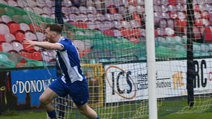 <p>HAT-TRICK HERO: College Corinthians' Killian Cooper fires his side past Bangor in the FAI Cup. Picture: Eddie O'Hare</p> <p>HAT-TRICK HERO: College Corinthians' Killian Cooper fires his side past Bangor in the FAI Cup. Picture: Eddie O'Hare</p>