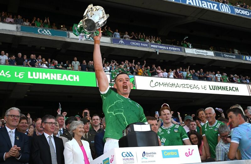 Gearóid Hegarty of Limerick celebrates with the Liam MacCarthy. Picture: Ray McManus/Sportsfile Gearóid Hegarty of Limerick celebrates with the Liam MacCarthy. Picture: Ray McManus/Sportsfile