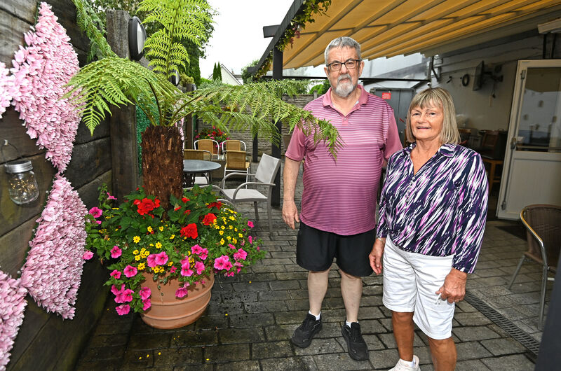 Michael and Tessie in the pub’s beer garden Pictures: Eddie O’Hare Michael and Tessie in the pub’s beer garden Pictures: Eddie O’Hare
