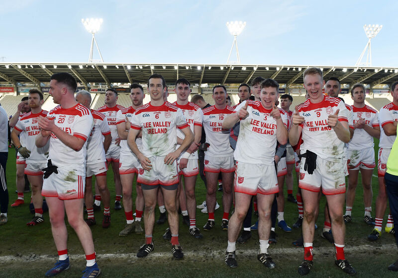 Uibh Laoire players celebrate after defeating Mitchelstown in the 2021 Bon Secours Cork IAFC final at Páirc Uí Chaoimh. Picture: Eddie O'Hare Uibh Laoire players celebrate after defeating Mitchelstown in the 2021 Bon Secours Cork IAFC final at Páirc Uí Chaoimh. Picture: Eddie O'Hare
