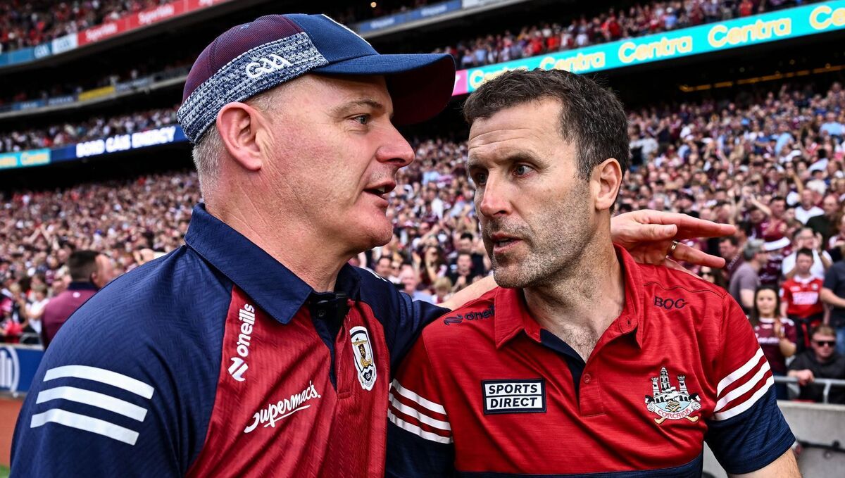 Cork manager Ben O'Connor with his Galway counterpart Micheál Donoghue following the All-Ireland SHC semi-final defeat at Croke Park. Picture: Piaras Ó Mídheach/Sportsfile Cork manager Ben O'Connor with his Galway counterpart Micheál Donoghue following the All-Ireland SHC semi-final defeat at Croke Park. Picture: Piaras Ó Mídheach/Sportsfile