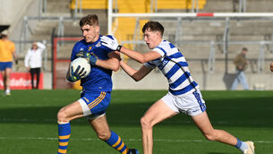 <p>St Finbarr's Ian Maguire breaks from Castlehaven's Seán Browne. Picture: Eddie O'Hare</p> <p>St Finbarr's Ian Maguire breaks from Castlehaven's Seán Browne. Picture: Eddie O'Hare</p>
