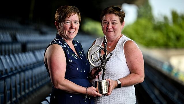 <p>GPA Lifetime Achievement Award recipient former Cork camogie player Fiona O'Driscoll, left, with her wife Dierdre Roberts, during the GPA Hurling and Camogie Legends Lunch at Croke Park in Dublin. Photo by Seb Daly/Sportsfile</p> <p>GPA Lifetime Achievement Award recipient former Cork camogie player Fiona O'Driscoll, left, with her wife Dierdre Roberts, during the GPA Hurling and Camogie Legends Lunch at Croke Park in Dublin. Photo by Seb Daly/Sportsfile</p>