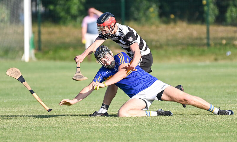 Carrigtwohill's John O'Connor is fouled by Midleton's Alex Molumby during their Premier 1 MHC clash in Midleton. Picture: David Keane. Carrigtwohill's John O'Connor is fouled by Midleton's Alex Molumby during their Premier 1 MHC clash in Midleton. Picture: David Keane.