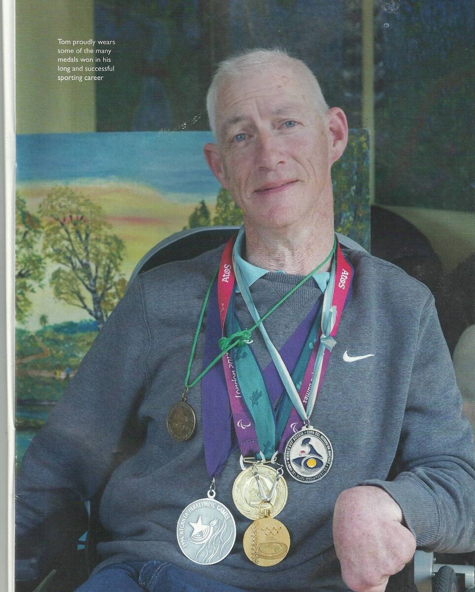 Tom Leahy, Paralympic champion and artist, with his medals Tom Leahy, Paralympic champion and artist, with his medals