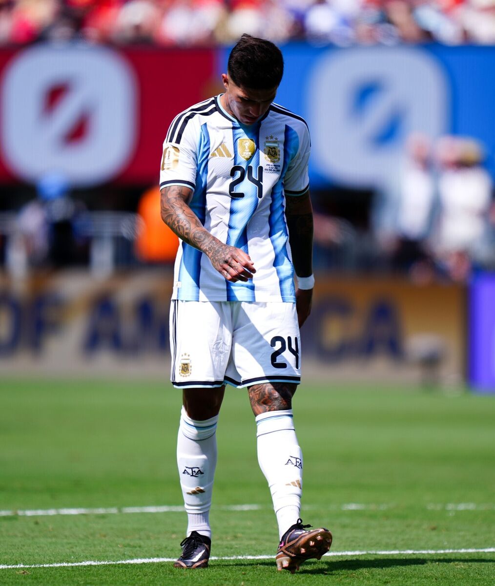 Argentina's Enzo Fernandez reacts after  the FIFA World Cup 2026 final in which he was sent off.  Picture: Bradley Collyer/PA Wire.