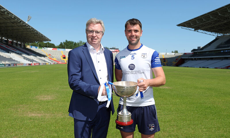 Brendan Harrington, CEO of McCarthy Insurance Group, and Patrick Doyle, Knocknagree, at SuperValu Páirc Uí Chaoimh. Picture: Jim Coughlan