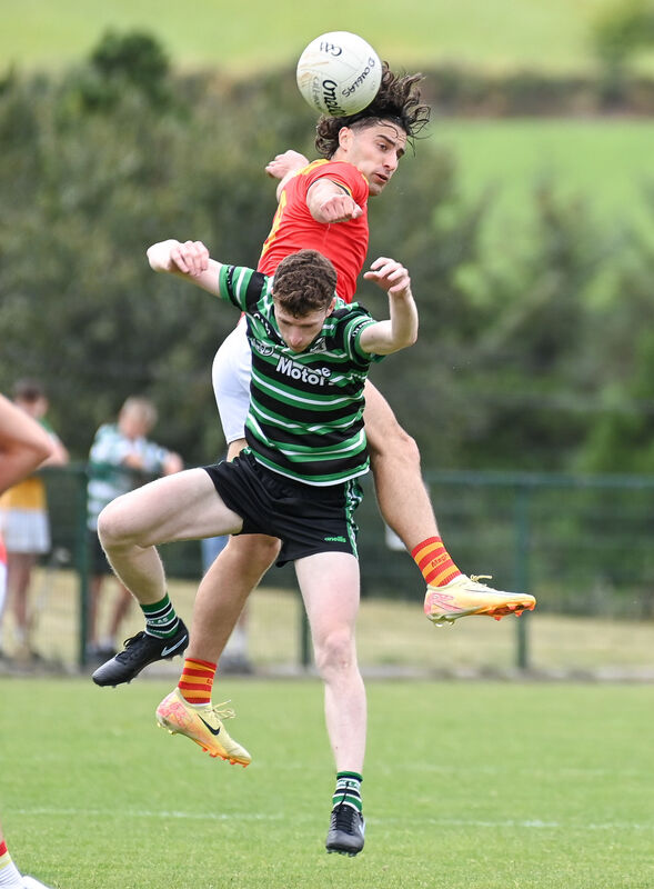 Mallow's Shane Merritt and Douglas' Adam Cantwell battle in the air during their Premier SFC clash at Grenagh. Picture: David Keane. Mallow's Shane Merritt and Douglas' Adam Cantwell battle in the air during their Premier SFC clash at Grenagh. Picture: David Keane.