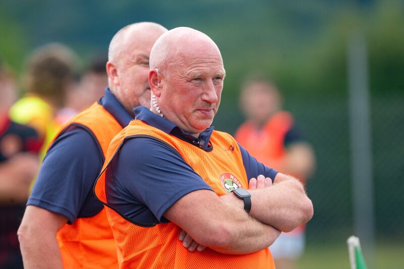 Newcestown manager Jim O’Sullivan against Nemo Rangers. Picture: Chani Anderson