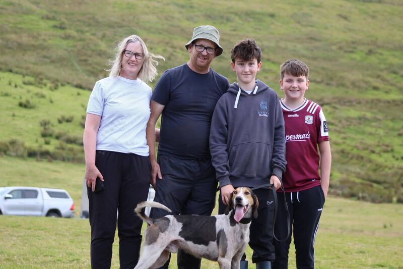 Ger McCarthy and family with Knock's Mac winner of the Mickey Wade memorial Senior consolation Draghunt Heat final at Coom.