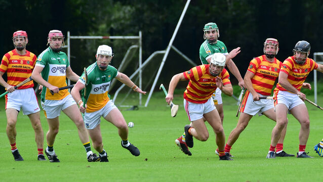 <p>FAMILIAR FOES: Cian O’Connor, Bride Rovers, going after this breaking ball with Gearóid O’Donovan, Newcestown. Picture: Dan Linehan</p> <p>FAMILIAR FOES: Cian O’Connor, Bride Rovers, going after this breaking ball with Gearóid O’Donovan, Newcestown. Picture: Dan Linehan</p>