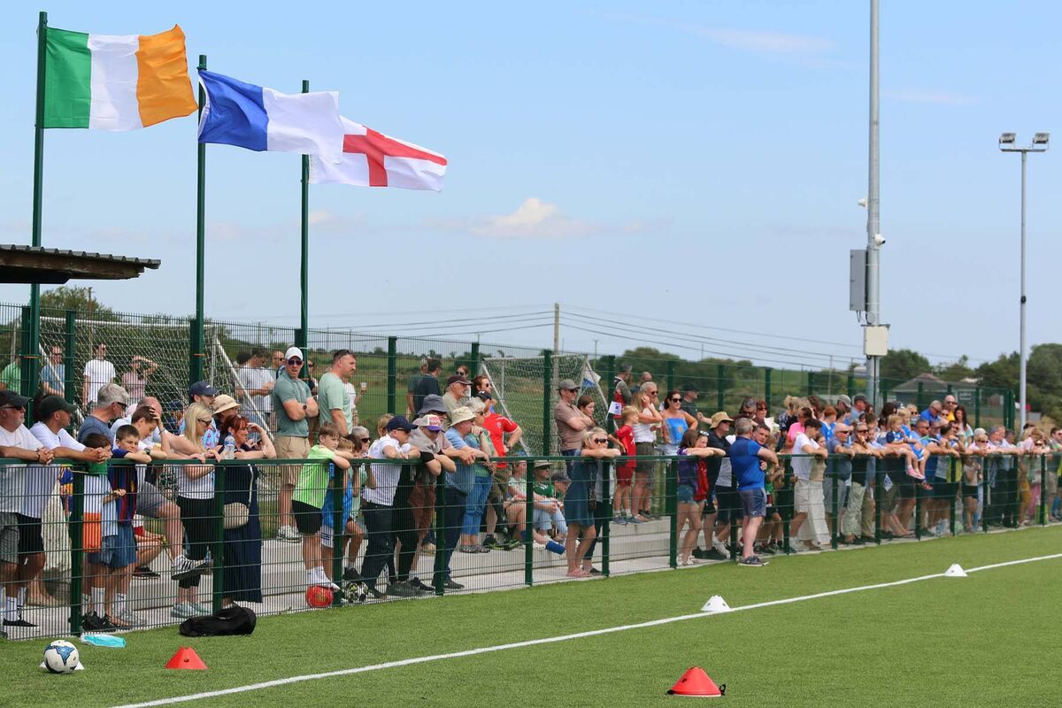 Spectators watch on as Ireland host England in the international amputee game at Ballinhassig AFC.