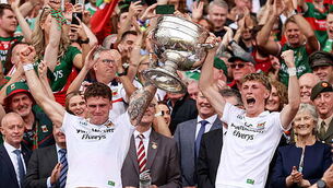 Jordan Flynn and Kobe McDonald lift the Sam Maguire Cup 26/7/2026