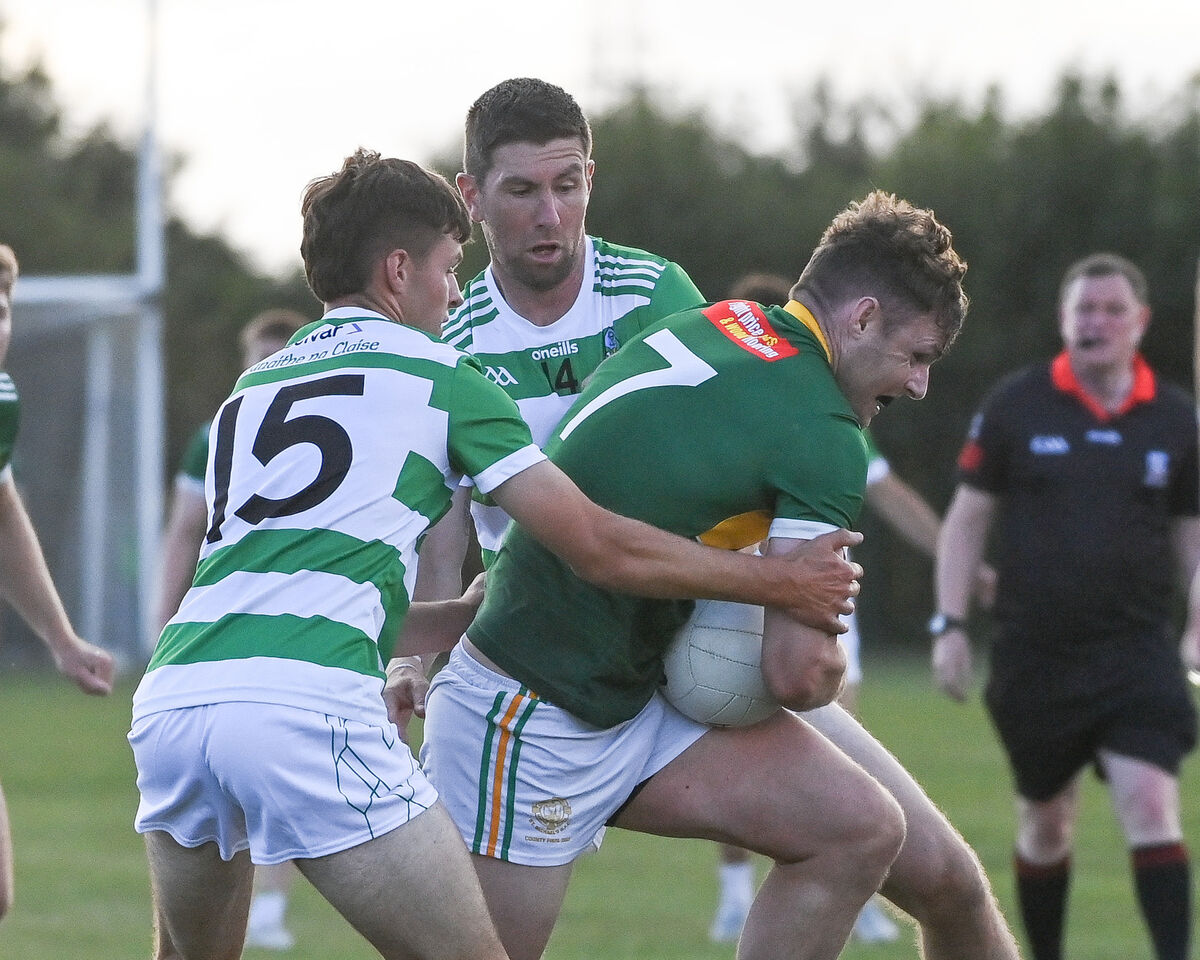St Michael's Andrew Murphy is tackled by Valley Rovers' Shane Ryan and Eoin Delaney during their Premier SFC clash at Shanbally. Picture: David Keane St Michael's Andrew Murphy is tackled by Valley Rovers' Shane Ryan and Eoin Delaney during their Premier SFC clash at Shanbally. Picture: David Keane