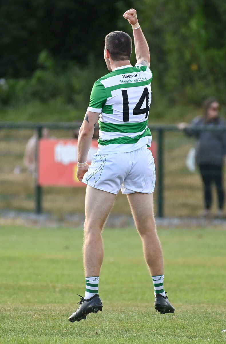 Valley Rovers' Eoin Delaney celebrates his two-pointer against St Michael's. Picture: David Keane Valley Rovers' Eoin Delaney celebrates his two-pointer against St Michael's. Picture: David Keane