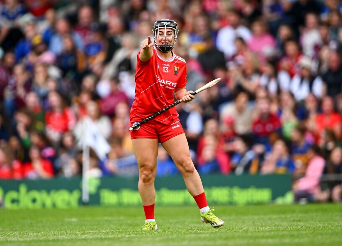 Amy O'Connor of Cork celebrates after scoring her side's first goal at FBD Semple Stadium. Picture: Piaras Ó Mídheach/Sportsfile