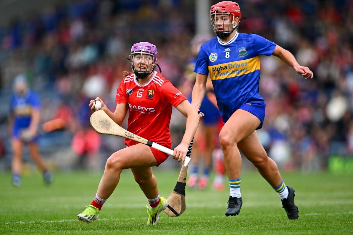 Orlaith Cahalane of Cork in action against Karen Kennedy of Tipperary. Picture: Piaras Ó Mídheach/Sportsfile