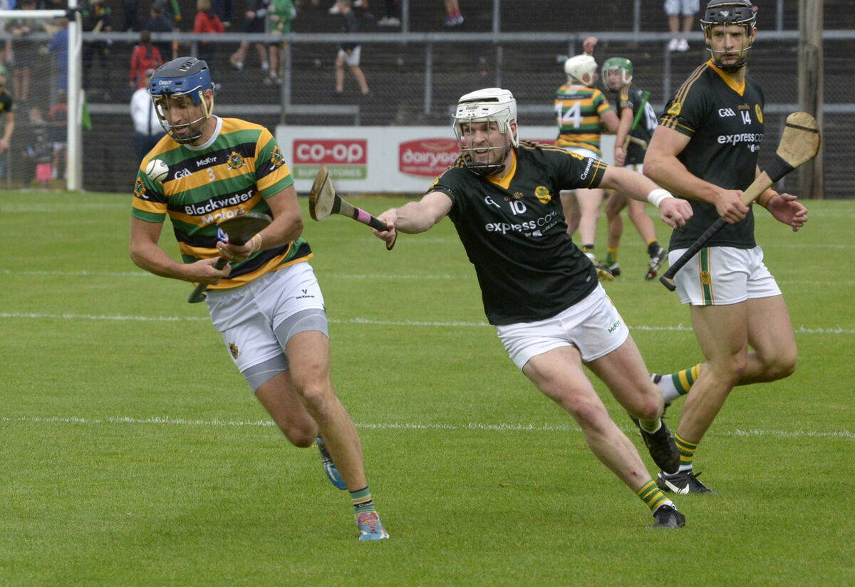 Stephen McDonnell of Glen Rovers trying to get away from Blackrock's Daniel Meaney during the clubs' 2023 meeting. Picture: Denis Boyle