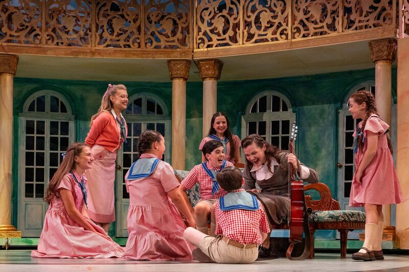 Wendy Carr as Maria with the von Trapp children.  Picture: Shane J Horan.