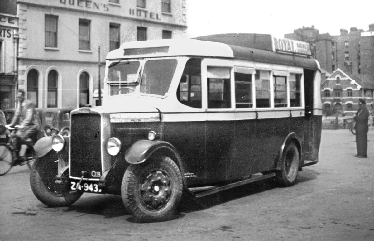 The Leyland Cub 20-seater minibus which Inspector McIntyre sent across the Youghal Bridge, pictured here at Cork Bus Station in 1946 The Leyland Cub 20-seater minibus which Inspector McIntyre sent across the Youghal Bridge, pictured here at Cork Bus Station in 1946