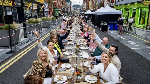 <p>The Long Table event as part of the Cork On A Fork Fest was helped by the fact the road was closed for it, but it demonstrated how MacCurtain Street has quickly become a dining hub - and a new tramline here might put an end to that, fears John Dolan. Photographer: Chani Anderson</p>