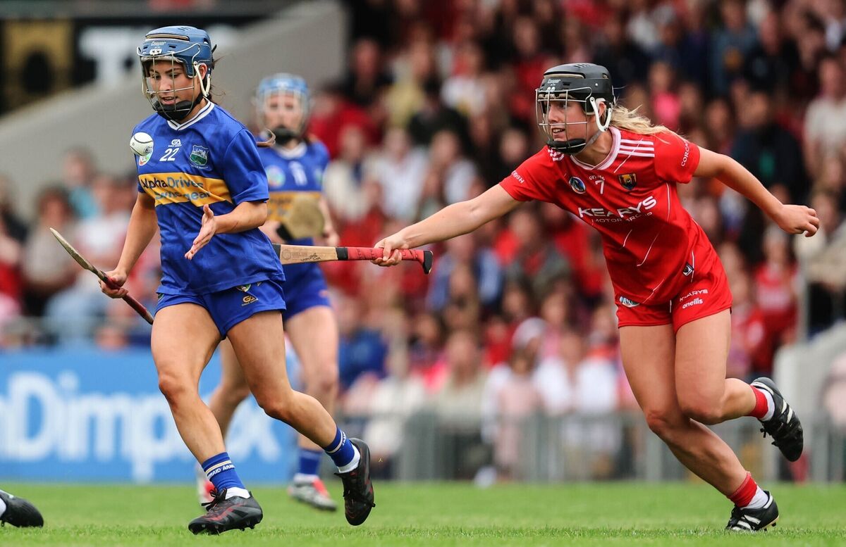 Cork's Isobel Sheehan challenges Tipperary's Kate Ralph during their championship clash. Picture: INPHO/Bryan Keane