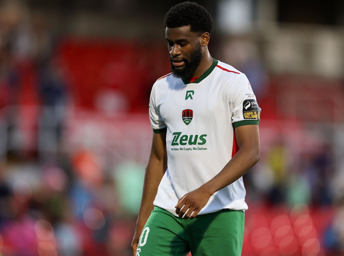 Hans Mpongo of Cork City after losing to Longford Town at Turner's Cross. Picture: Michael P Ryan/Sportsfile