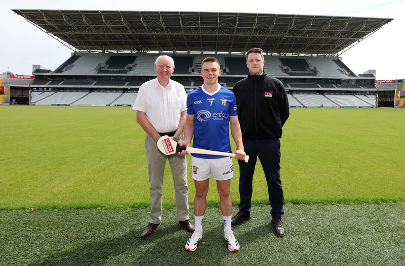 Darragh O'Sullivan of Ballinhassig with Cork County Board chairperson Pat Horgan and Jerry Riordan of Co-op SuperStores at the launch of the county hurling championships. Picture: Jim Coughlan Darragh O'Sullivan of Ballinhassig with Cork County Board chairperson Pat Horgan and Jerry Riordan of Co-op SuperStores at the launch of the county hurling championships. Picture: Jim Coughlan