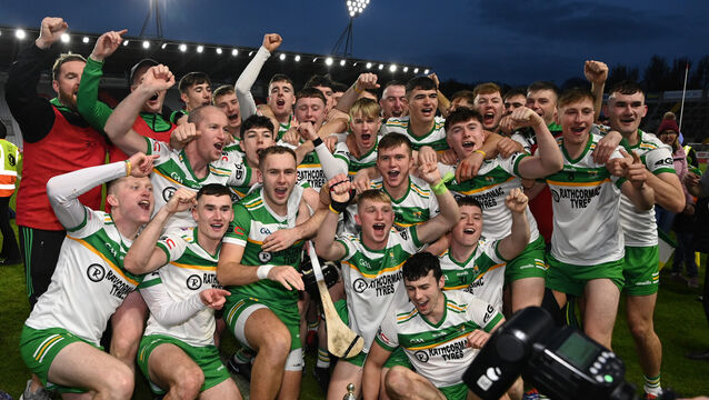 <p>Bride Rovers celebrate after defeating Castleyons in last year's Co-op SuperStores SAHC final replay. Picture: Eddie O'Hare</p>