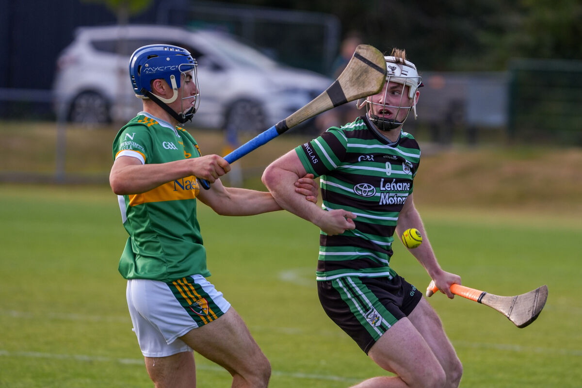 Douglas’ Jack O’Brien feels pressure from Newtownshandrum’s Robert Troy. Picture: Noel Sweeney Douglas’ Jack O’Brien feels pressure from Newtownshandrum’s Robert Troy. Picture: Noel Sweeney